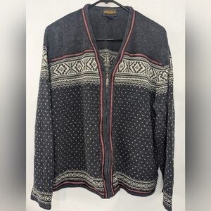 Woolrich Zip Front Fair Isle Cotton Sweater (Tag Unreadable) See Measurements